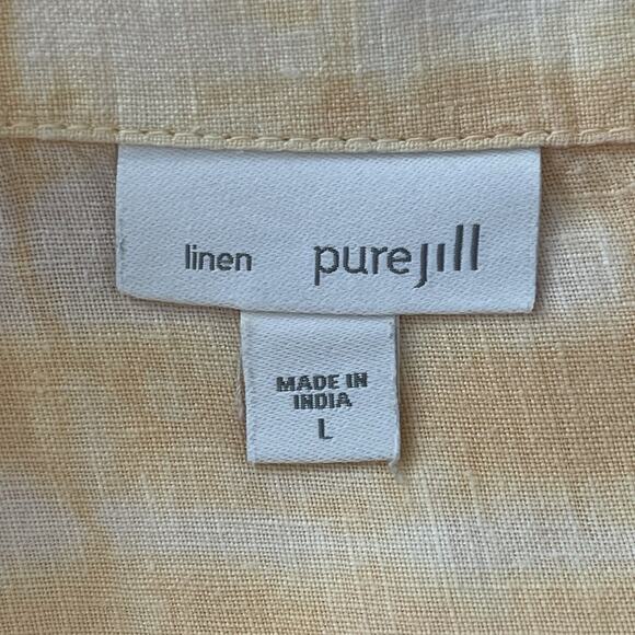 Pure J. Jill Linen Top L Tangerine Orange Shibori Dyed Kimono Oversized Boxy - Picture 7 of 9